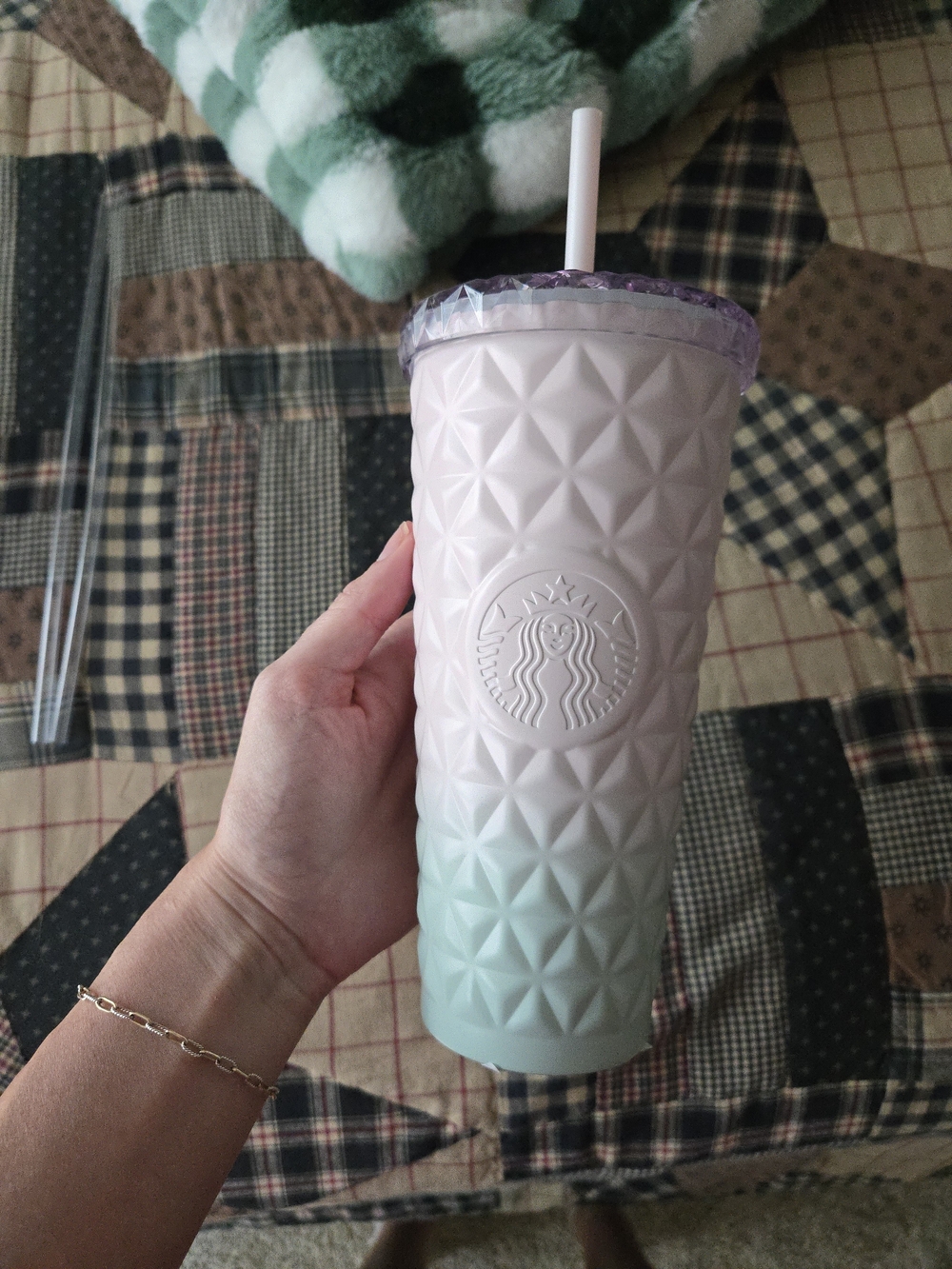 20oz Starbucks Ombre Textured Tumbler - Pastel Pink to Mint. Overseas